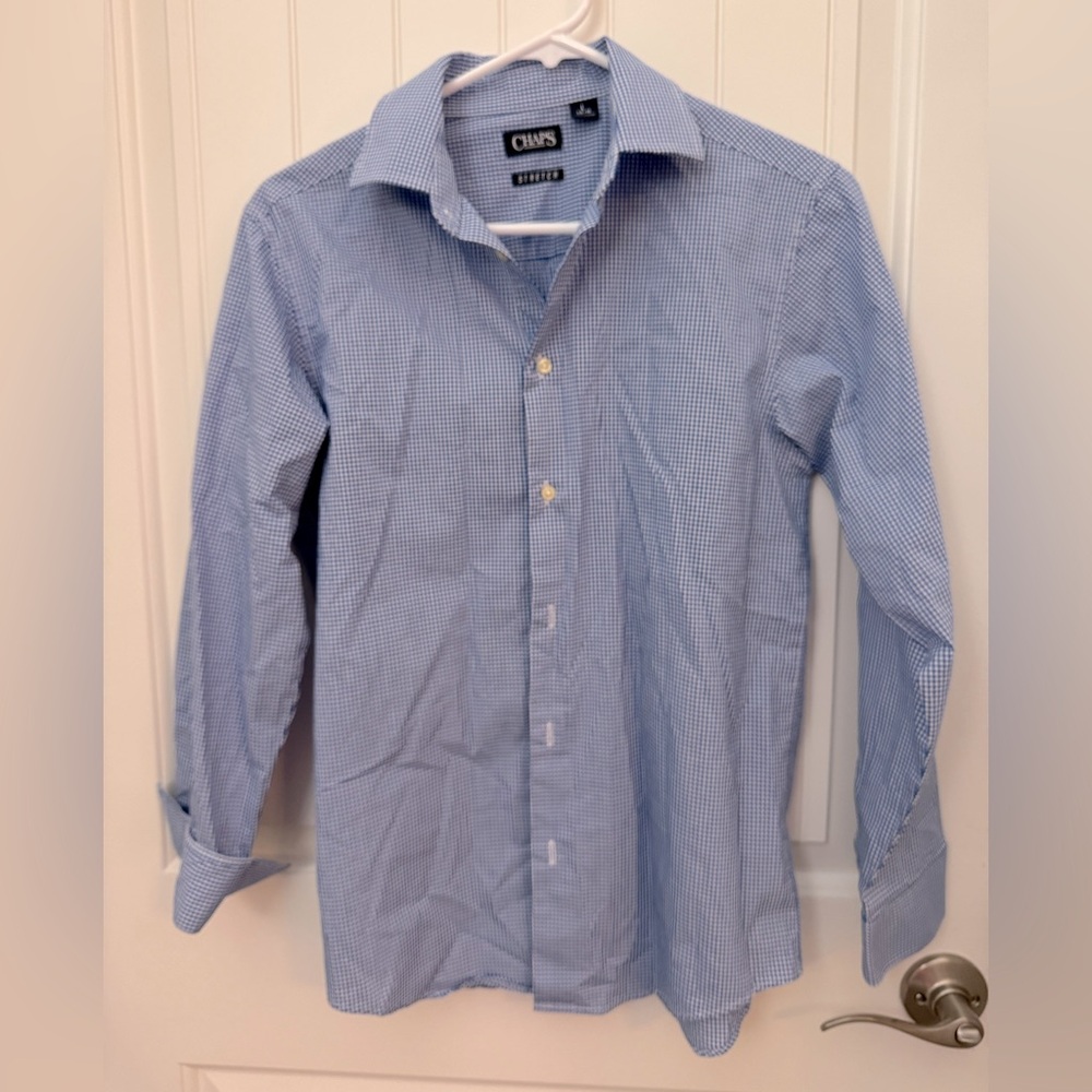 Chaps Light Blue Checkered boys Shirt